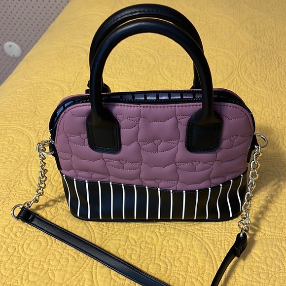 Luv Betsy plum handbag with black/white stripes. Excellent condition. - Picture 6 of 7